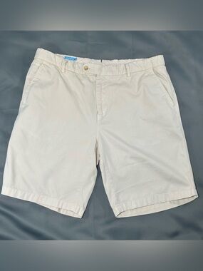 J. McLaughlin Men's Cream/Light Pink Flat-Front Chino Chatham Shorts